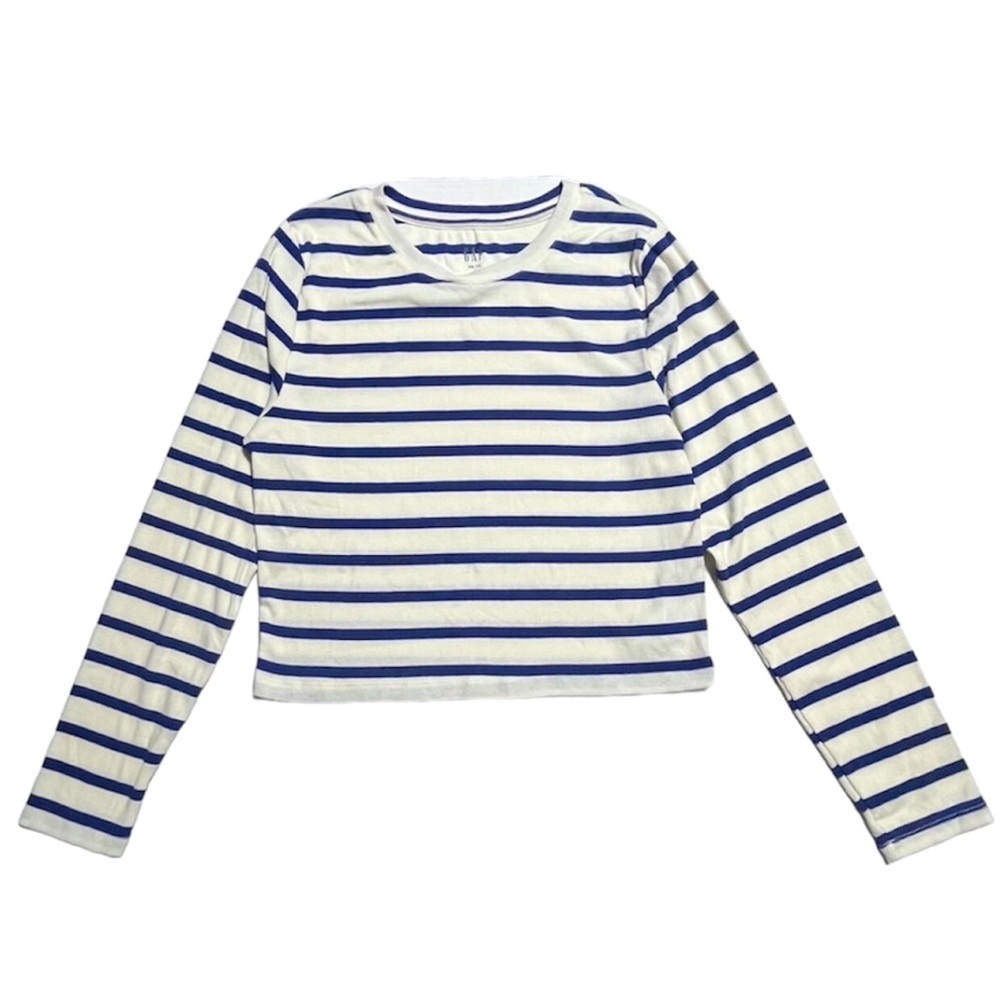 NWOT Gap Rib Tee navy/white striped long sleeve Large